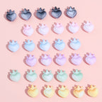 Heart Crown Acrylic Beads 17x19mm Glossy Pastel and Black 8pcs 4