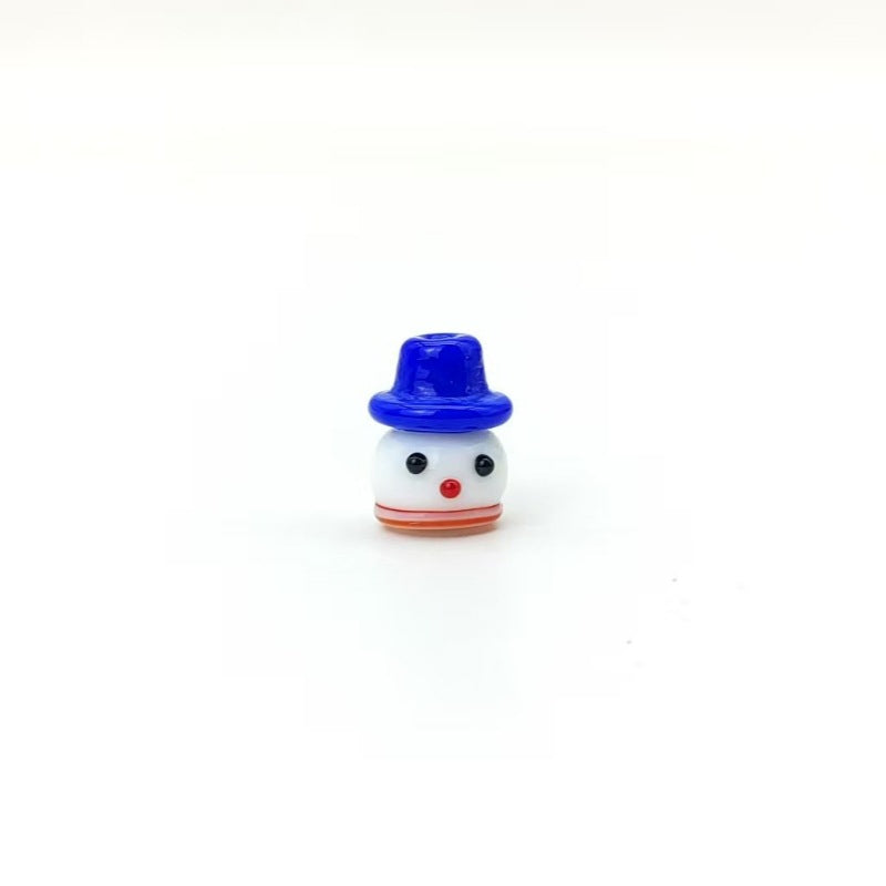Lampwork Glass Beads Christmas Hat Snowman 15mm Hand Painted 4pcs 8