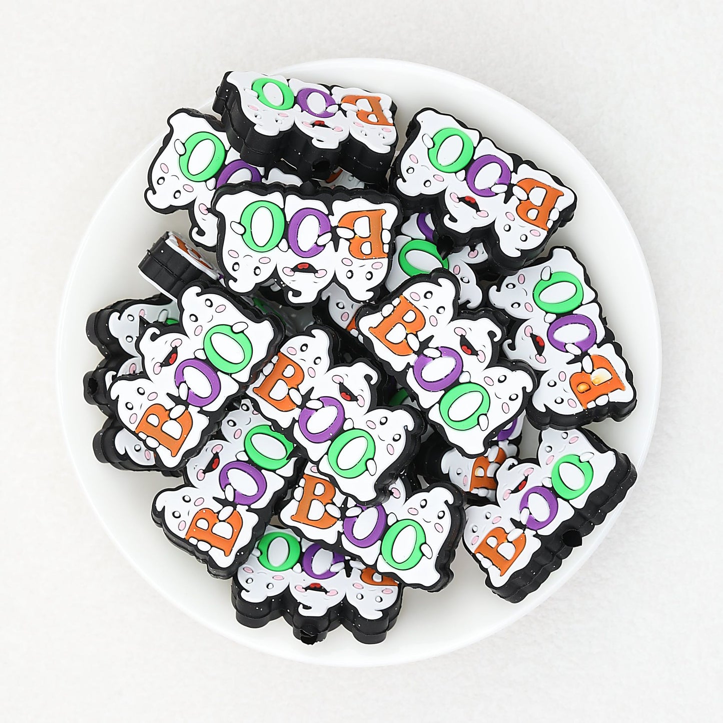 Halloween Boo Ghost Silicone Focal Beads 20pcs - boo