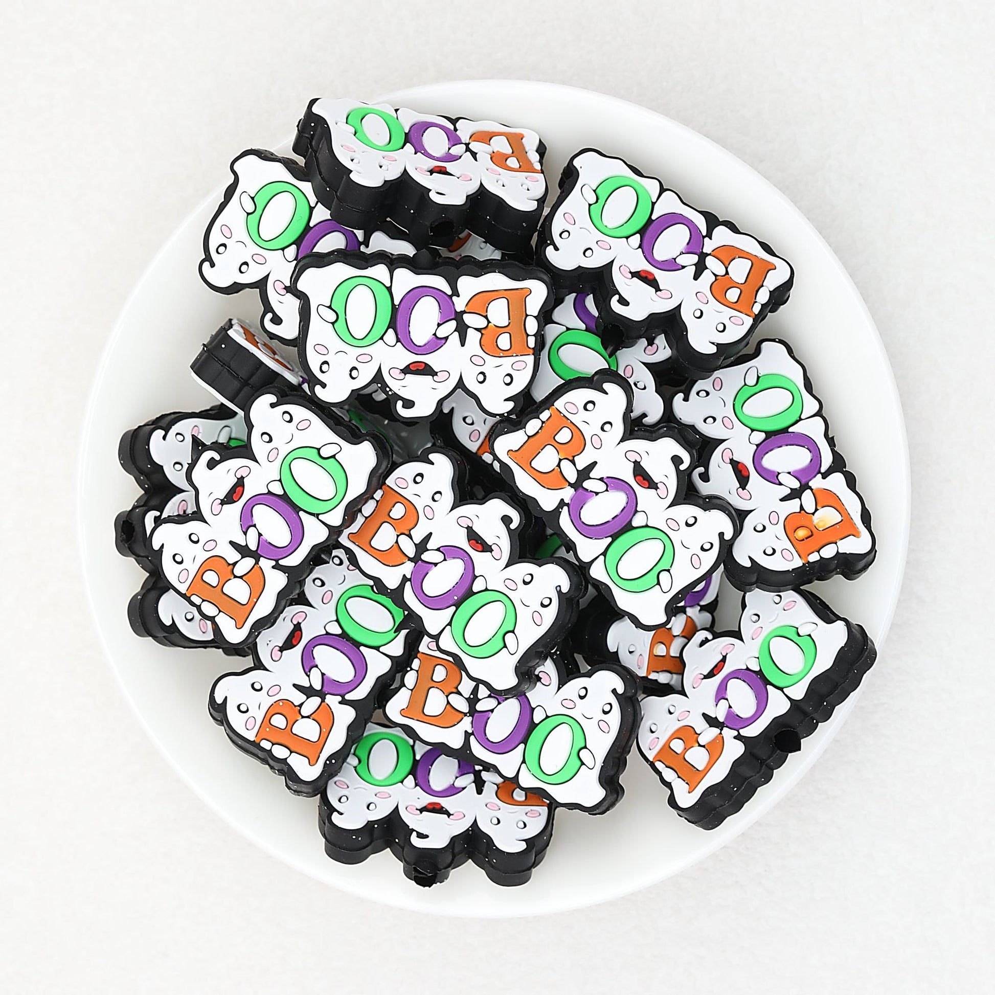 Halloween Boo Ghost Silicone Focal Beads 20pcs - boo