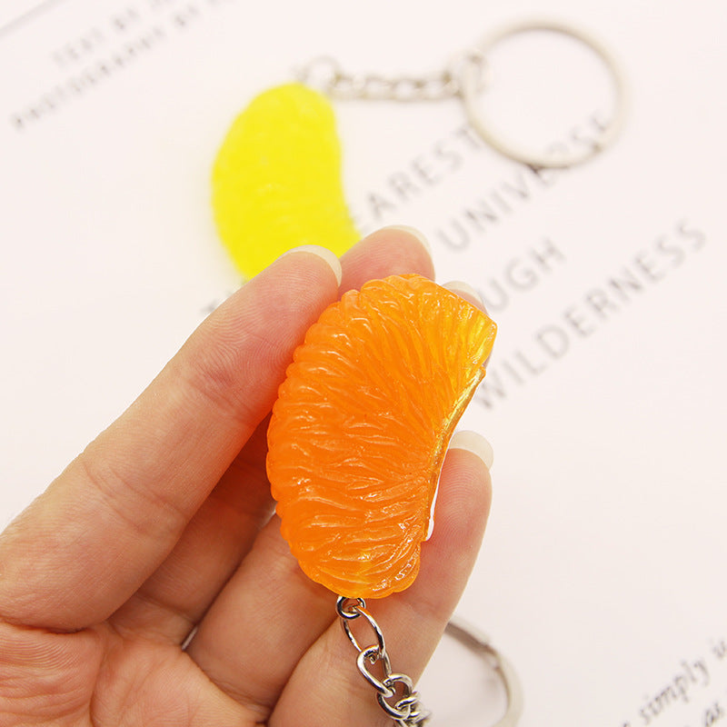 Resin Fruit Keychain Glossy Grapefruit and Orange Slice Charm 3