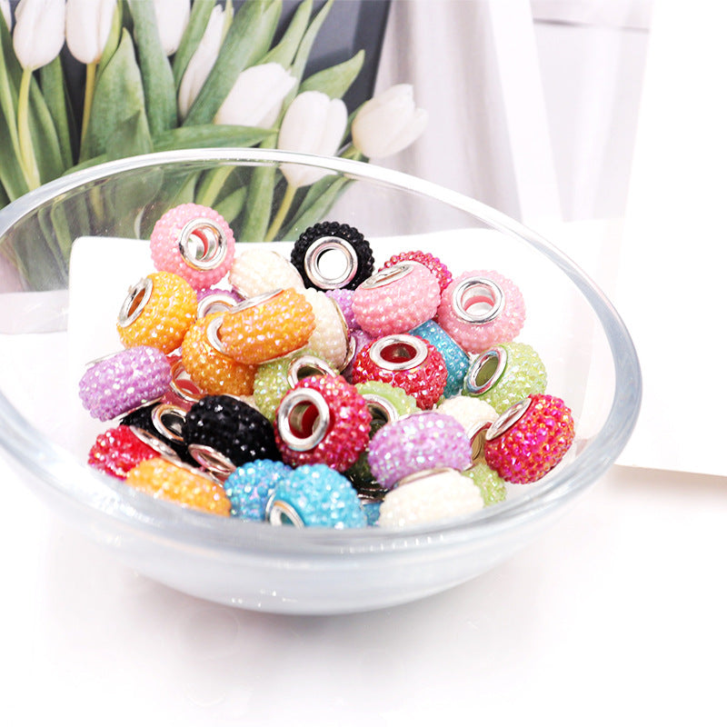 Rhinestone Resin Beads 14mm Round Donut Plated Mixed Colors 100pcs 2