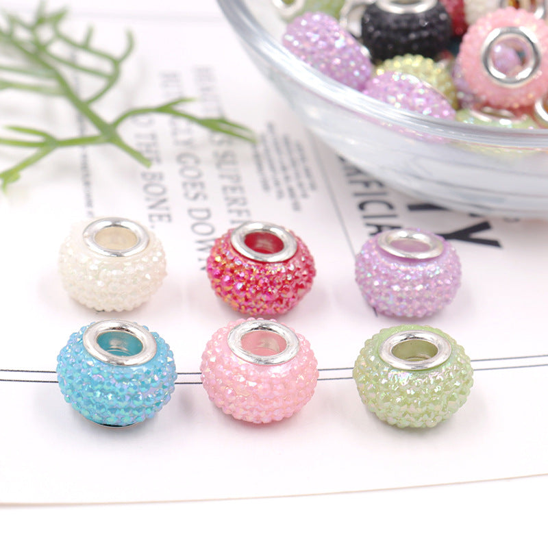 Rhinestone Resin Beads 14mm Round Donut Plated Mixed Colors 100pcs 4