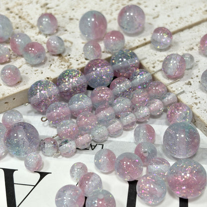 Dual Tone 8mm Round Resin Opal Beads Sparkling Glitter Finish 50pcs 7