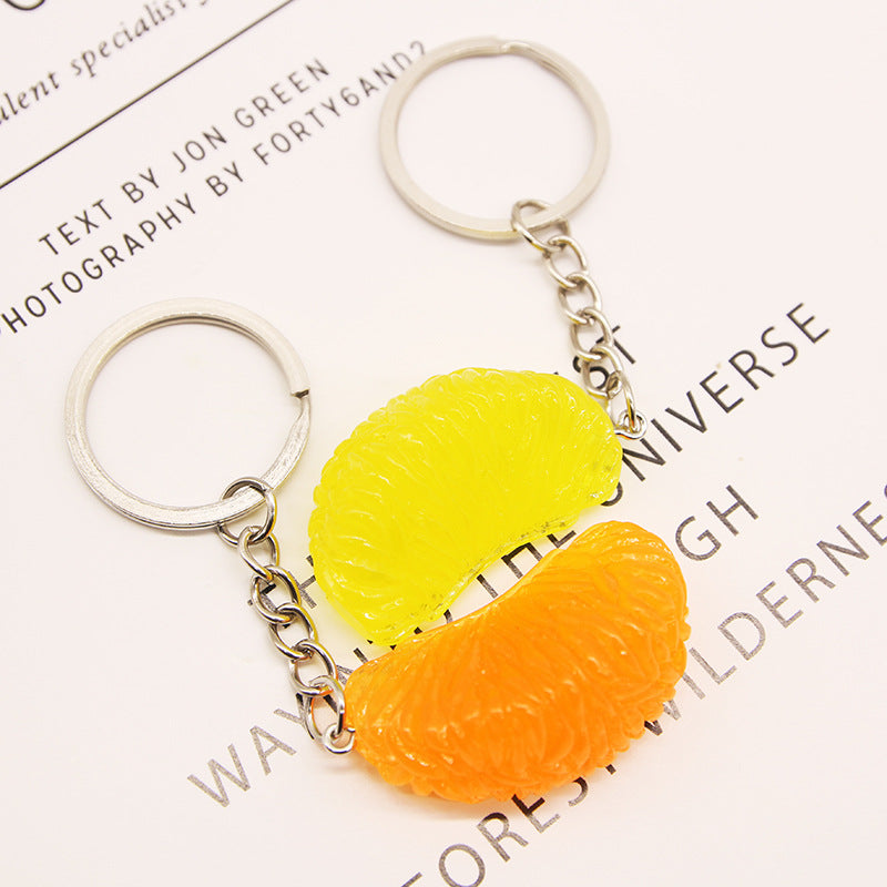 Resin Fruit Keychain Glossy Grapefruit and Orange Slice Charm 2