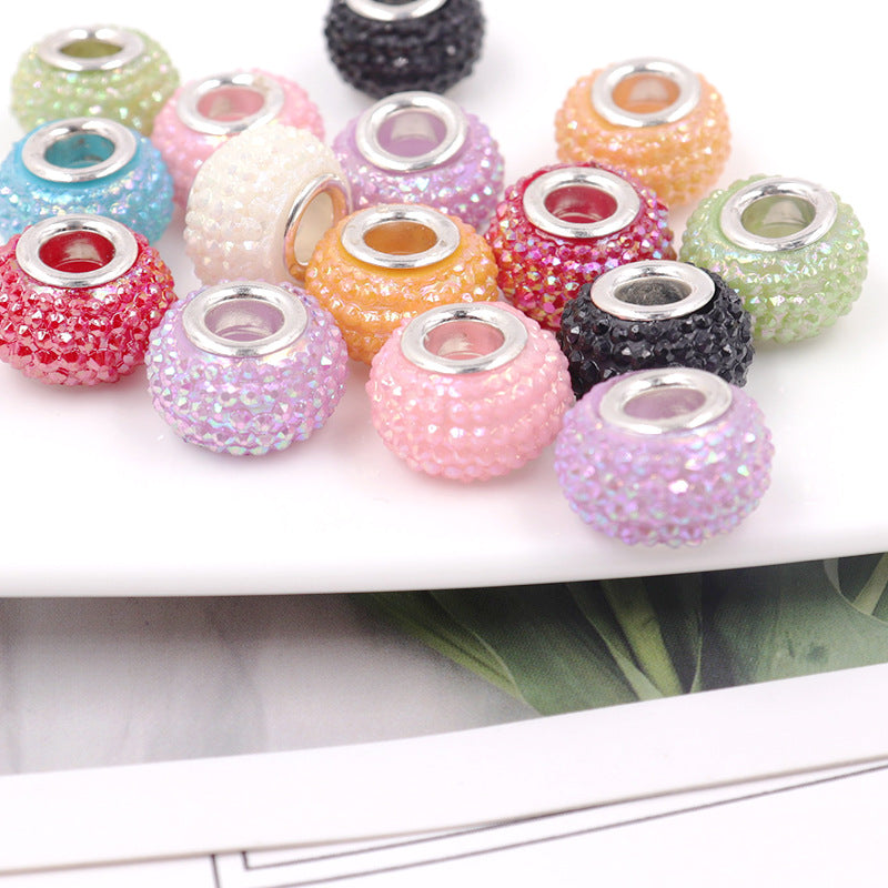 Rhinestone Resin Beads 14mm Round Donut Plated Mixed Colors 100pcs