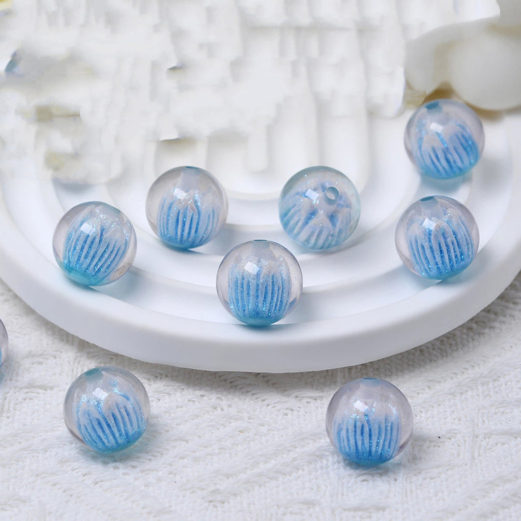 Clear Tulip Resin Beads 16mm Round Translucent Sparkle 10pcs 6