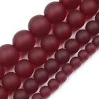 Frosted Round Glass Beads 4-12mm Dark Red Garnet Tone 3
