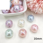 Plating Round Acrylic Beads 16mm Iridescent Wrinkle Texture 50pcs 3