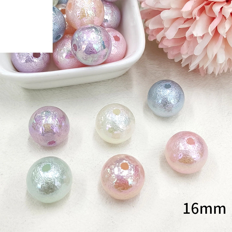 Plating Round Acrylic Beads 16mm Iridescent Wrinkle Texture 50pcs 3