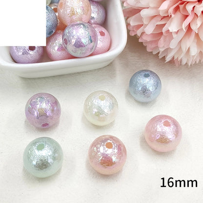 Plating Round Acrylic Beads 16mm Iridescent Wrinkle Texture 50pcs 3