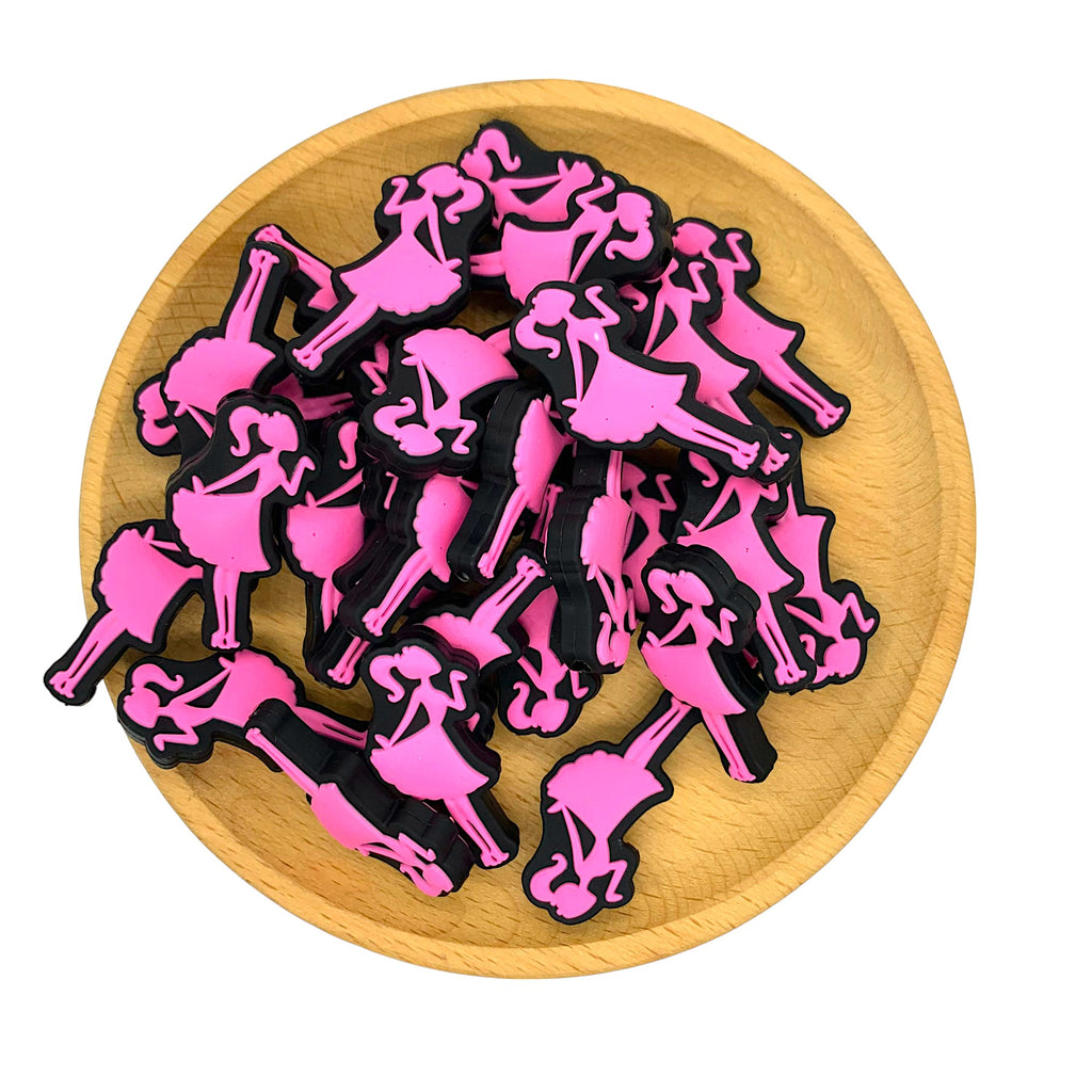 Silicone Focal Beads Barbie Pink Silhouette 20pcs 2
