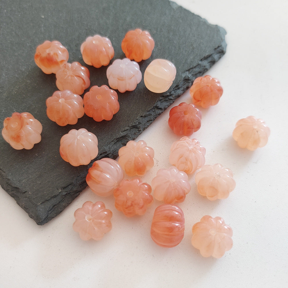 Vintage Pumpkin Shape Resin Beads 12mm Imitation Natural Stone 20pcs 9