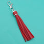 PU Leather Tassel Keychain 9cm Strips Silver Lobster Clasp 20