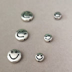 Flat Metal Beads 6mm 10mm Silver Smiling Face Expression 100pcs 3