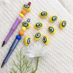 Silicone 3D Focal Beads Rugby Ball Yellow Realistic Stitching 20pcs
