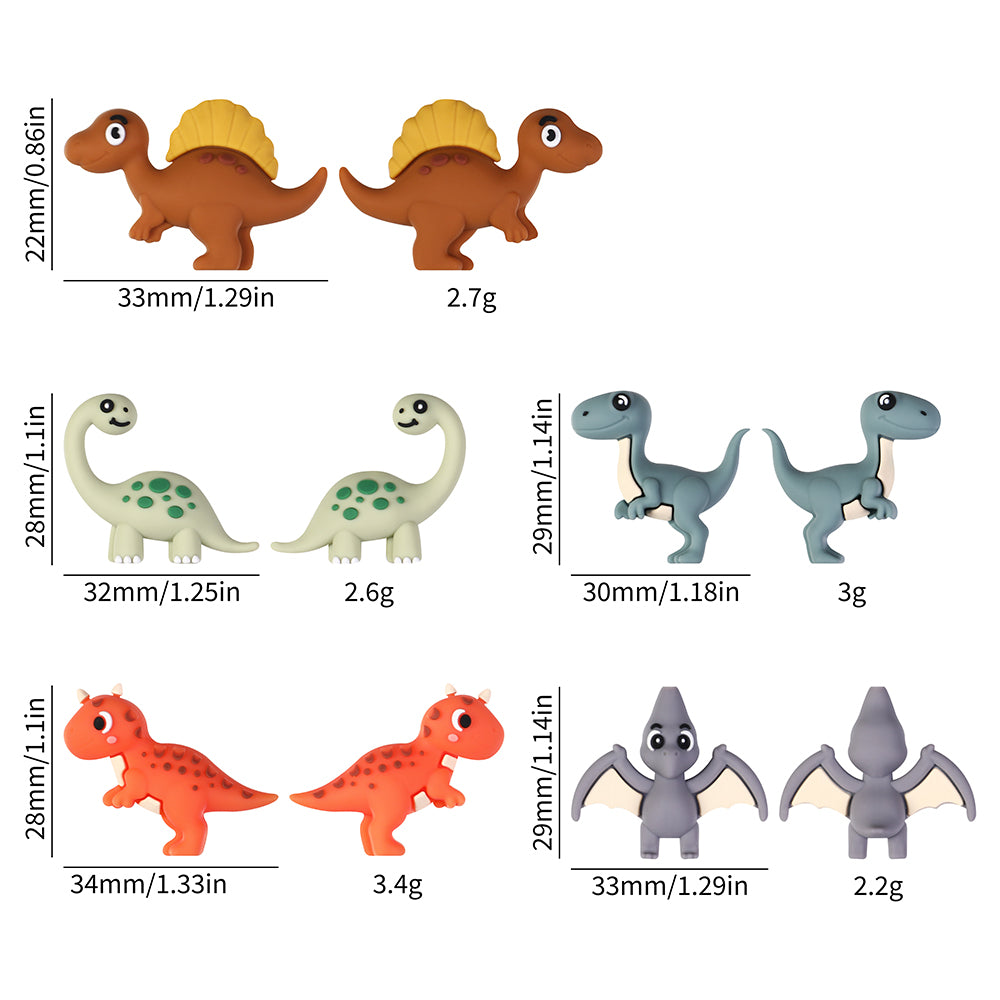 3D Cute Brontosaurus Dinosaur Silicone Focal Beads 20 Pcs 9