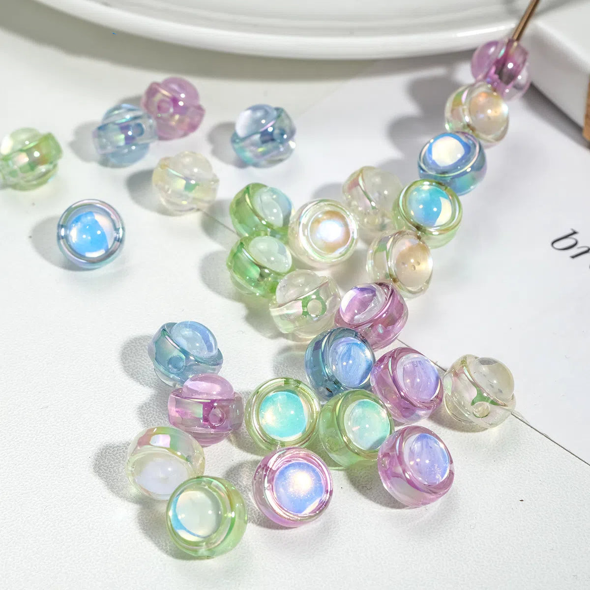Transparent Round Acrylic Beads 11mm Double-Sided Zirconia 50pcs 2