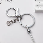 Beadable Keychain Bar Metal Slender Shaft Polished Ball Lobster Clasp