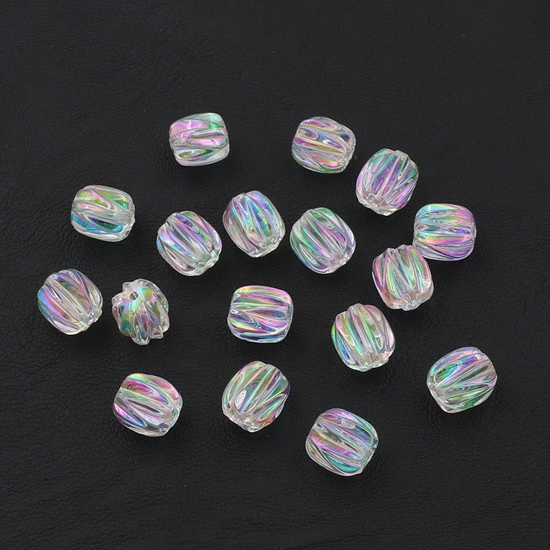 Plated Irregular Lantern Acrylic Beads 13mm Transparent AB Colored 20pcs 3