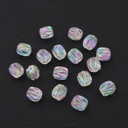 Plated Irregular Lantern Acrylic Beads 13mm Transparent AB Colored 20pcs 3