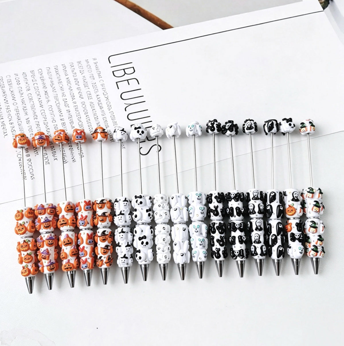 Halloween Elements Pumpkin Rhinestones Beadable Pen 2