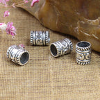 Tube Metal Beads 9mm Tibetan Spiral Patterned Antique Silver Tone 50pcs 3
