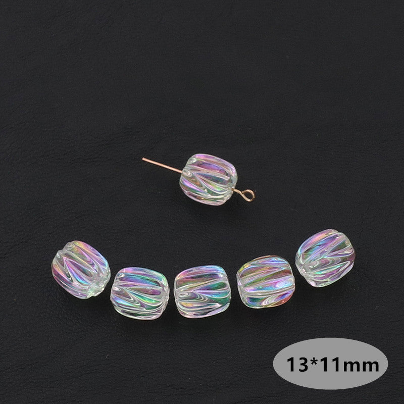 Plated Irregular Lantern Acrylic Beads 13mm Transparent AB Colored 20pcs 2