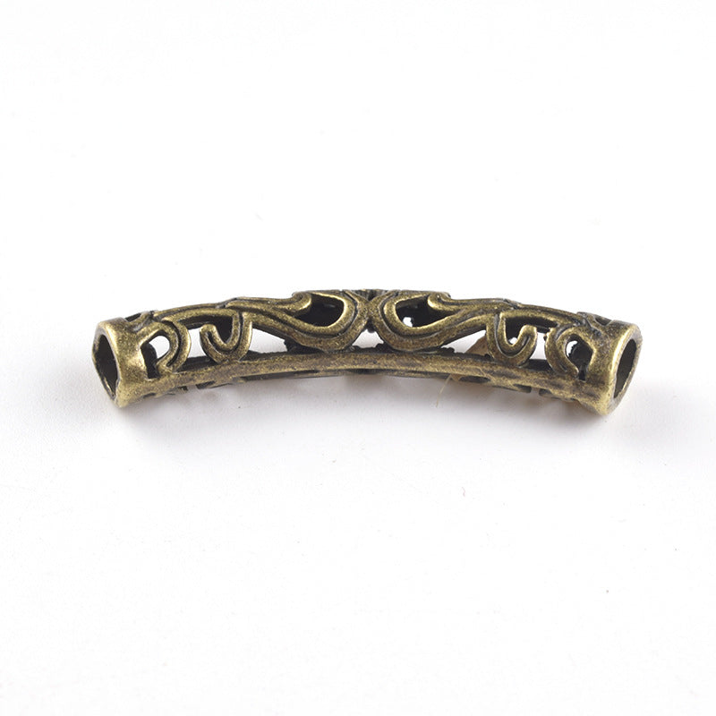 Tube Metal Beads 33mm Hollowed Winding Branch Patterned Zinc Alloy 10pcs 5