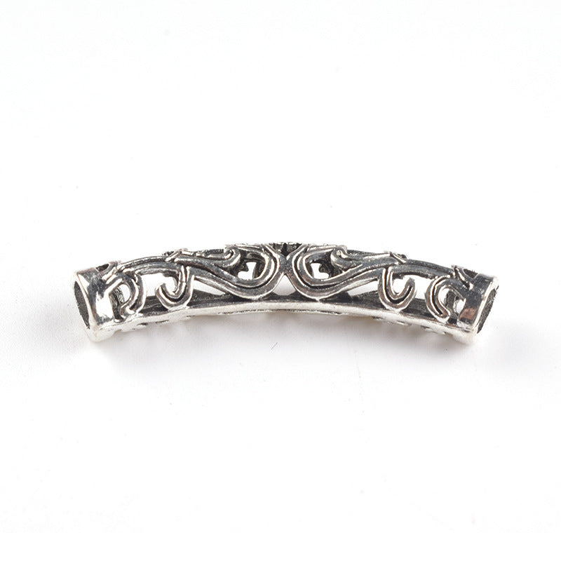 Tube Metal Beads 33mm Hollowed Winding Branch Patterned Zinc Alloy 10pcs 6