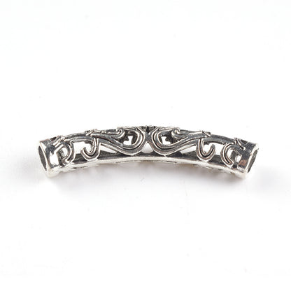 Tube Metal Beads 33mm Hollowed Winding Branch Patterned Zinc Alloy 10pcs 6