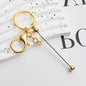 Beadable Keychain Bar Metal Slender Shaft Polished Ball Lobster Clasp - Electroplated gold