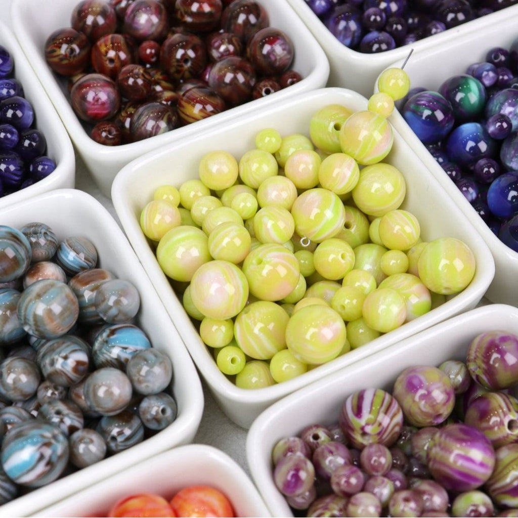 Monet Oil Painting Style Round Resin Beads 12mm 100pcs