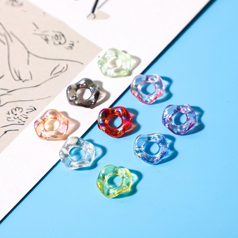 Acrylic Wavy Spacer Beads 16mm Multi Colored 100pcs