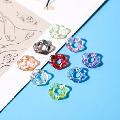 Acrylic Wavy Spacer Beads 16mm Multi Colored 100pcs