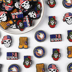 Silicone Focal Beads USA Veterans USA Skeleton Flag Front View 20Pcs