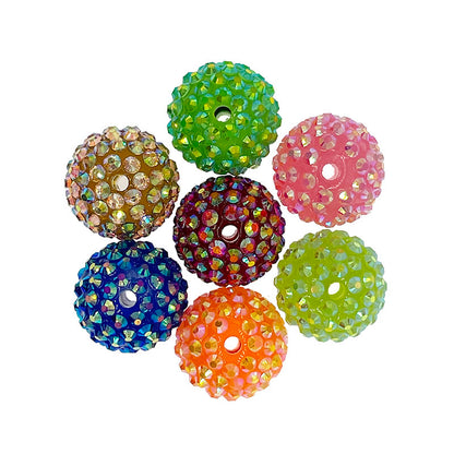 Ball Rhinestone Beads 20mm Multicolor Sparkle 50pcs 2