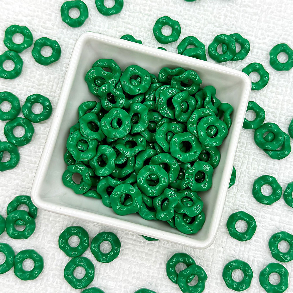 Acrylic Wavy Spacer Beads 12mm Baking Painted Colorful 50pcs - dark green