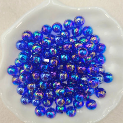 Plating Round Acrylic Beads 12mm Iridescent Transparent 550pcs 17