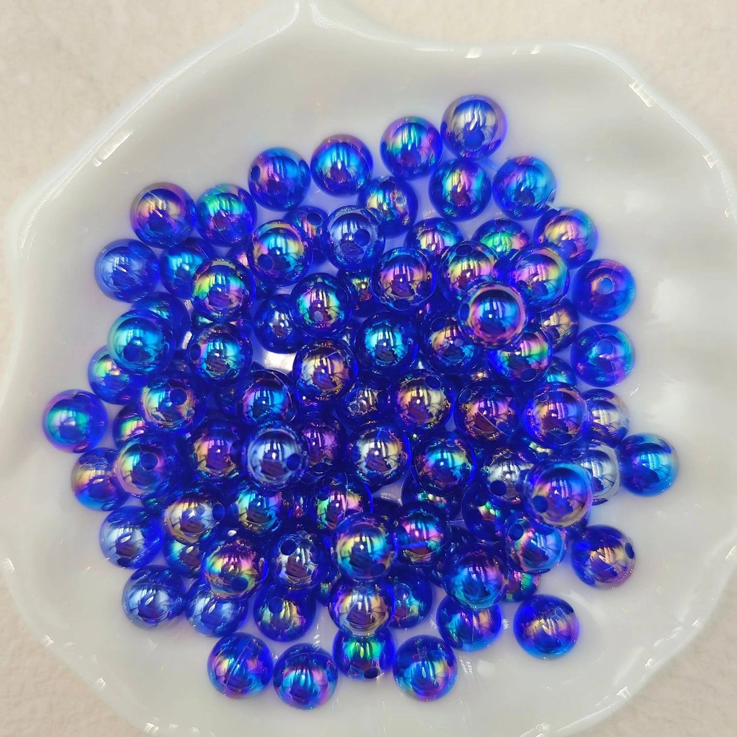 Plating Round Acrylic Beads 12mm Iridescent Transparent 550pcs 17