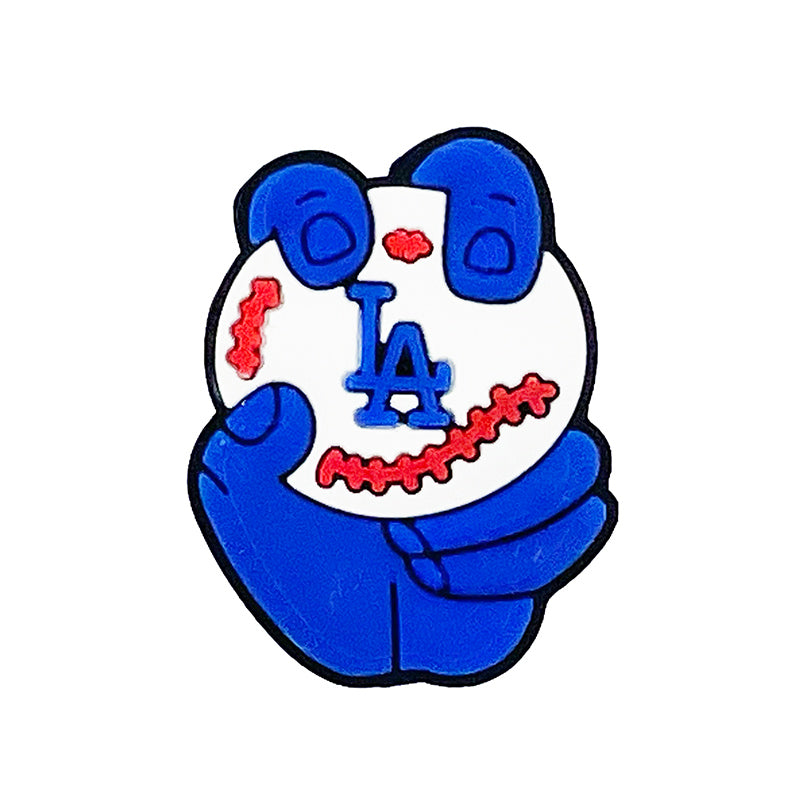 Silicone Focal Beads LA Baseball Blue Hands and Red Stitches 20pcs