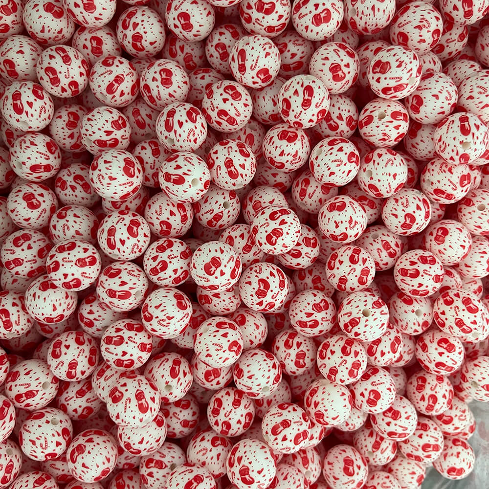 23 Christmas Printed Silicone beads