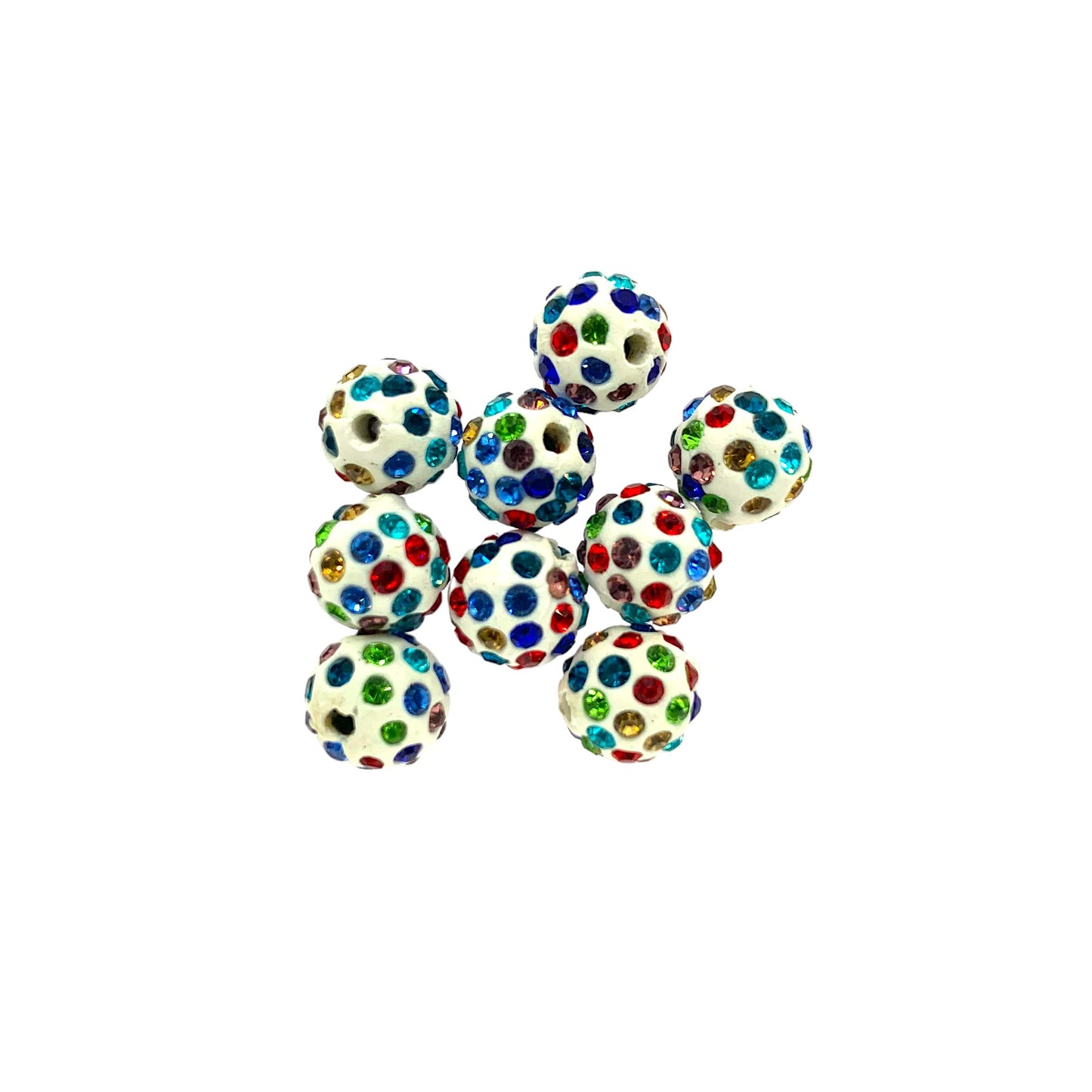 Clay Round Rhinestone Beads 10mm 6 Rows Crystal Sparkle 50pcs