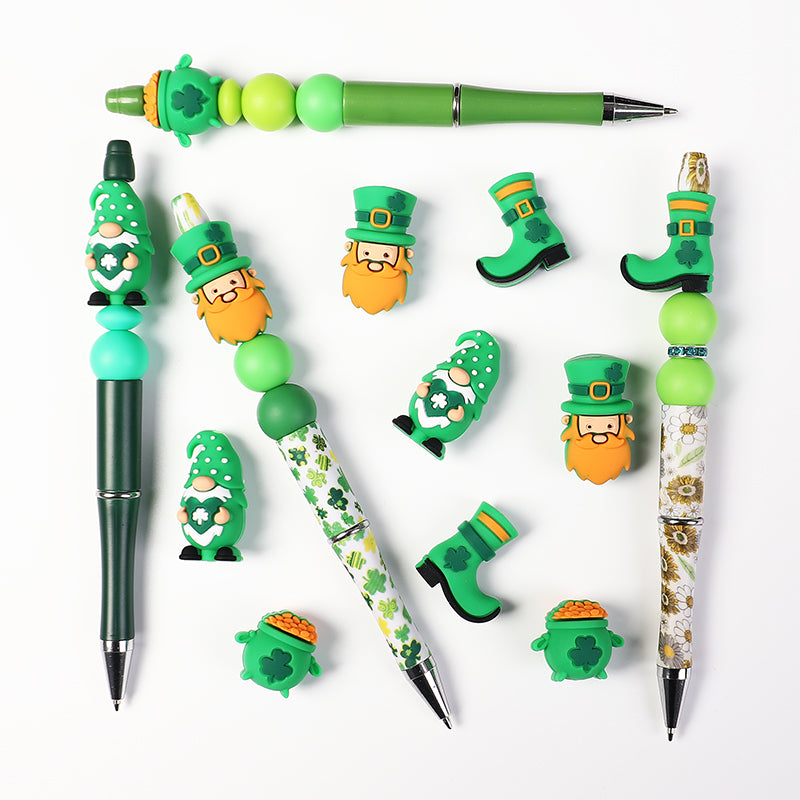 Silicone 3D Focal Beads St Patricks Day Lucky Hat With Clover Detail 20pcs 6