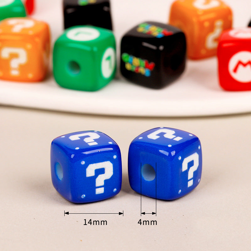 Cartoon Mario Acrylic Square Beads 14mm Glossy Finish 10pcs 2