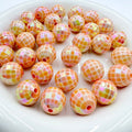 UV Finish Acrylic Plaid Round Beads 16mm Glossy Colorful 10pcs 5