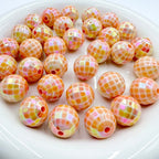 UV Finish Acrylic Plaid Round Beads 16mm Glossy Colorful 10pcs 5