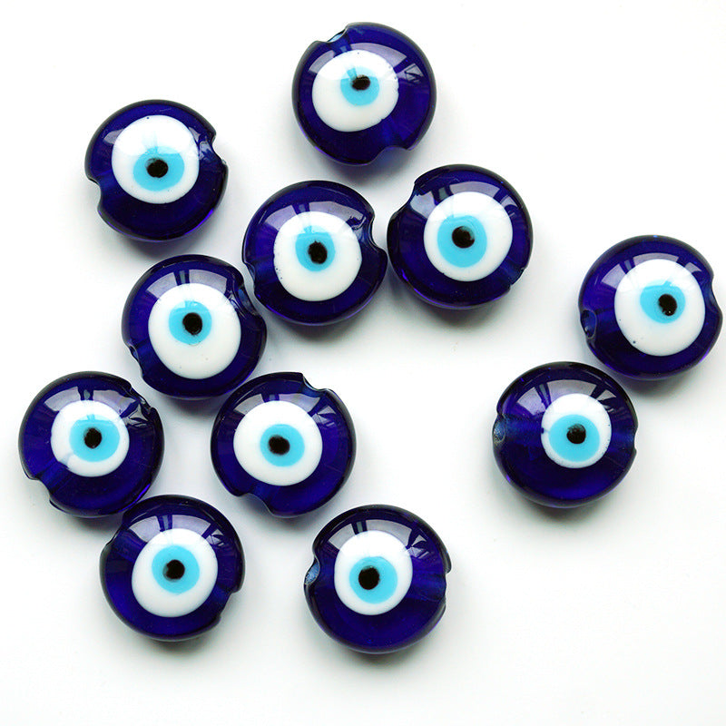 Handmade Flat Evil Eye Glass Beads 12mm 15mm 20mm Polished Blue 50pcs 5