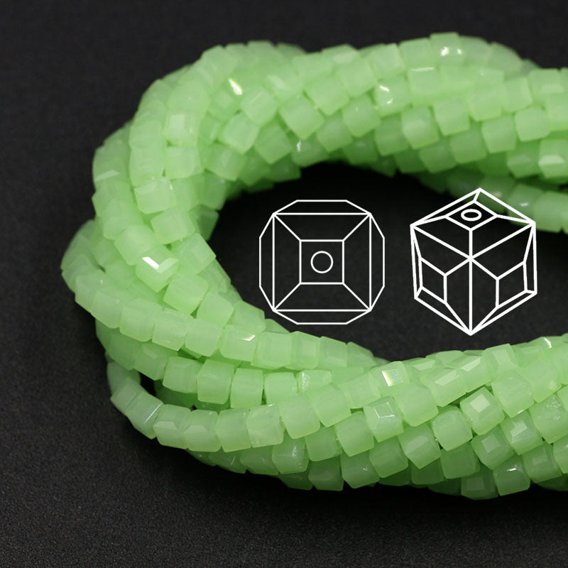 Square Glass Beads 4mm Transparent Clear Cube 100pcs 26