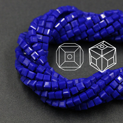 Square Glass Beads 4mm Transparent Clear Cube 100pcs 36